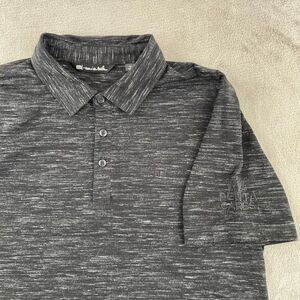 Travis Mathew‎ Flying Tortilla Polo Shirt Men Large Heather Black Corp Logo NWOT